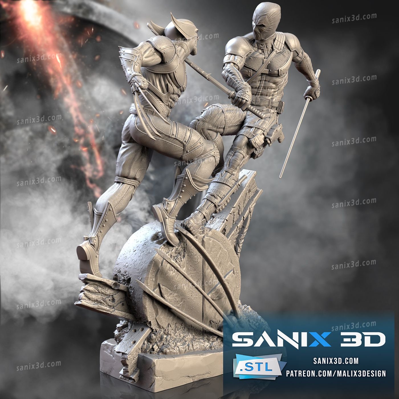 Deadpool and Wolverine | Resin 3d printed Model | unpainted DIY kit