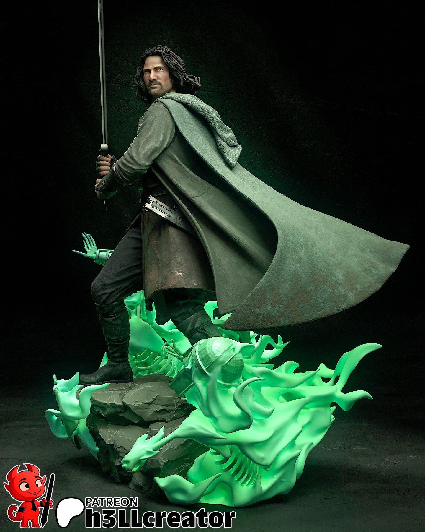 Aragorn Figure (Unpainted) | Lord Of The Rings | Resin 3d printed Model | DIY kit