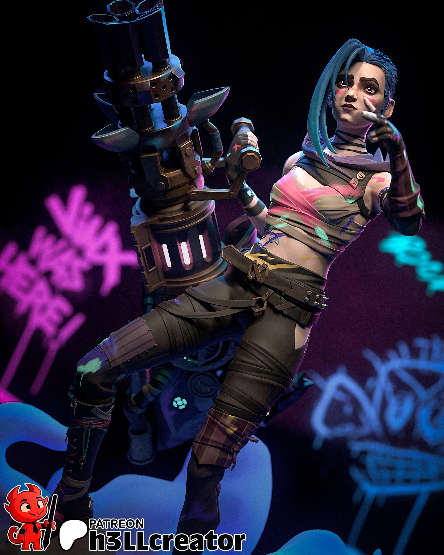 Jinx Figure (Unpainted)| Arcane | League of Legends | Resin 3d printed statue