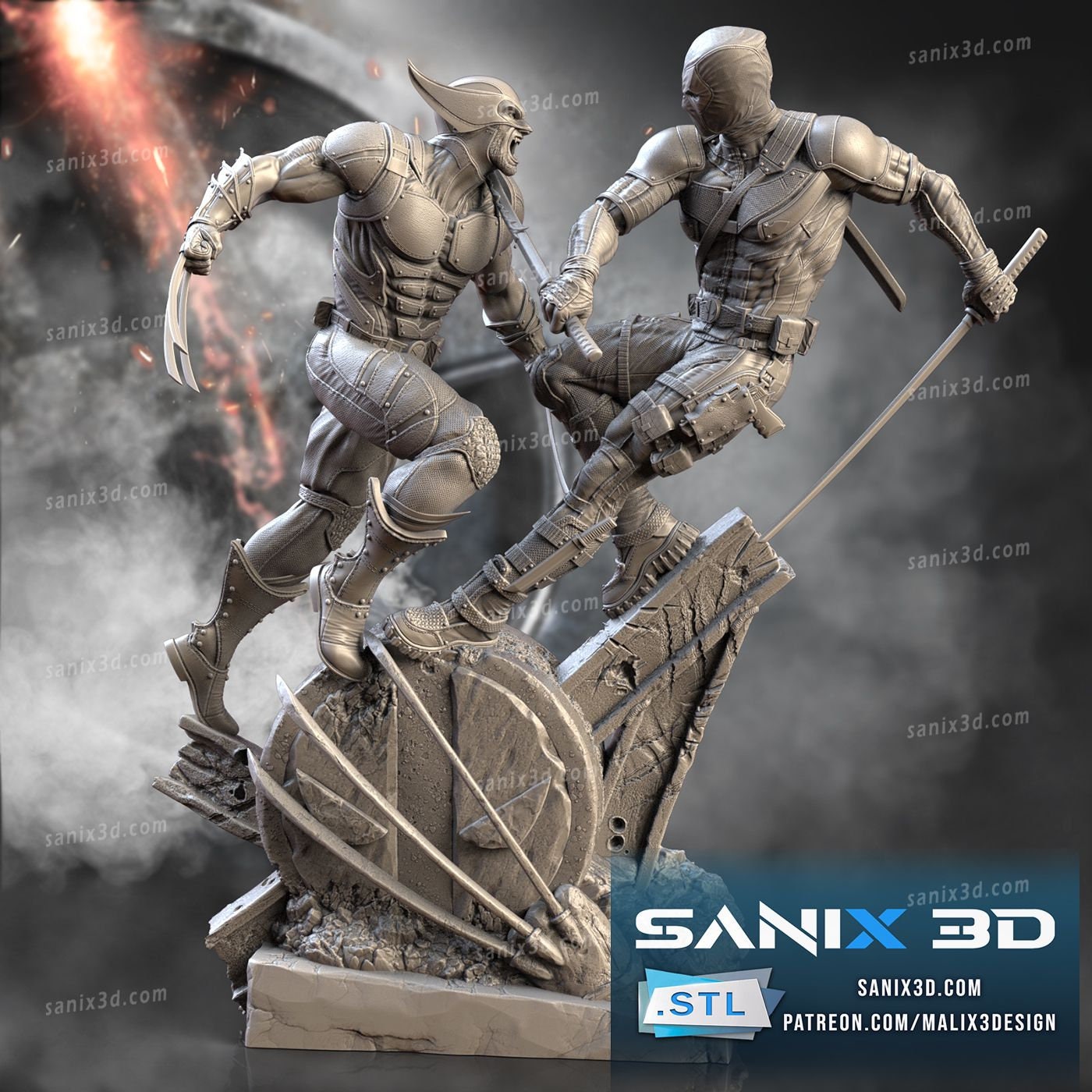 Deadpool and Wolverine | Resin 3d printed Model | unpainted DIY kit