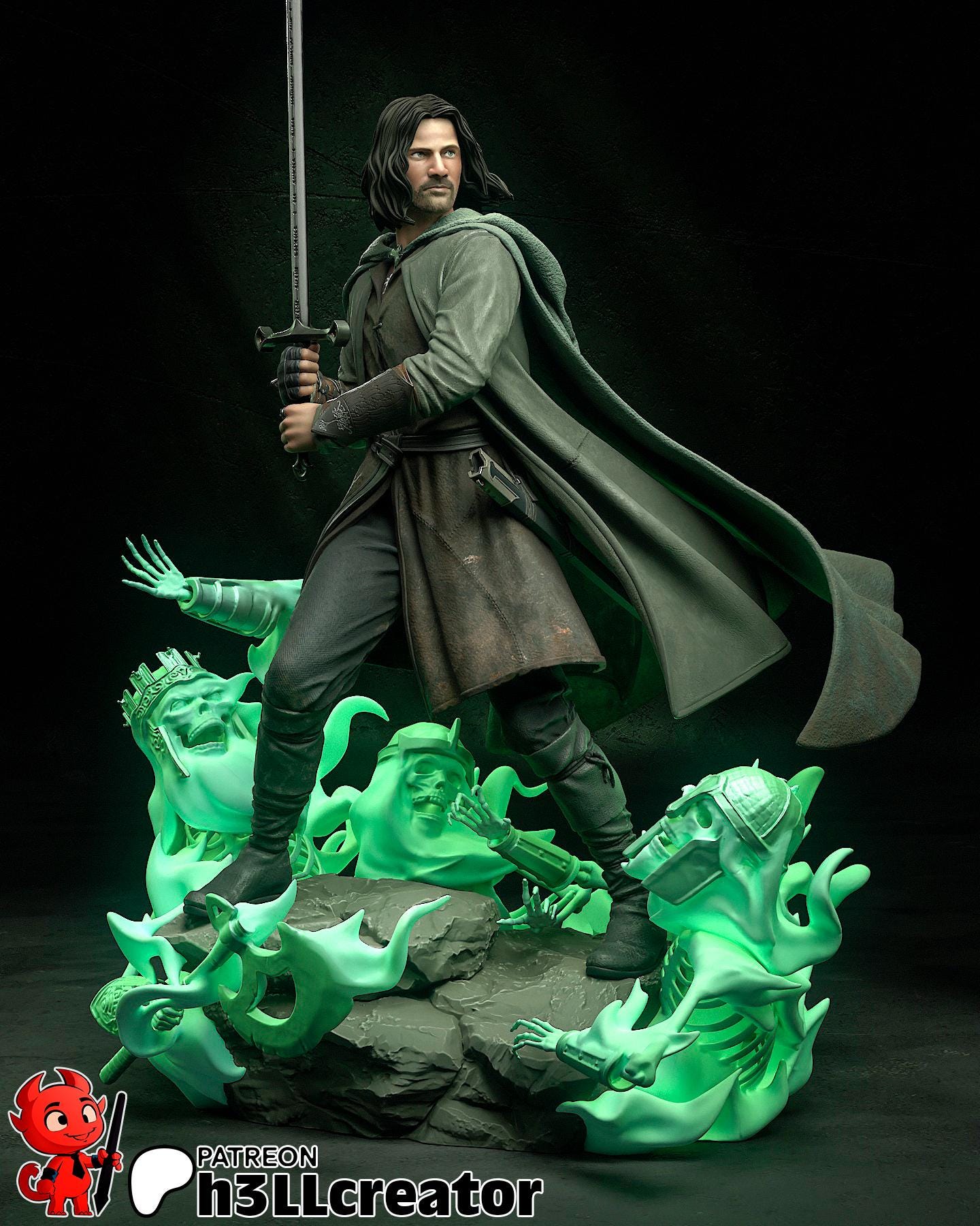 Aragorn Figure (Unpainted) | Lord Of The Rings | Resin 3d printed Model | DIY kit