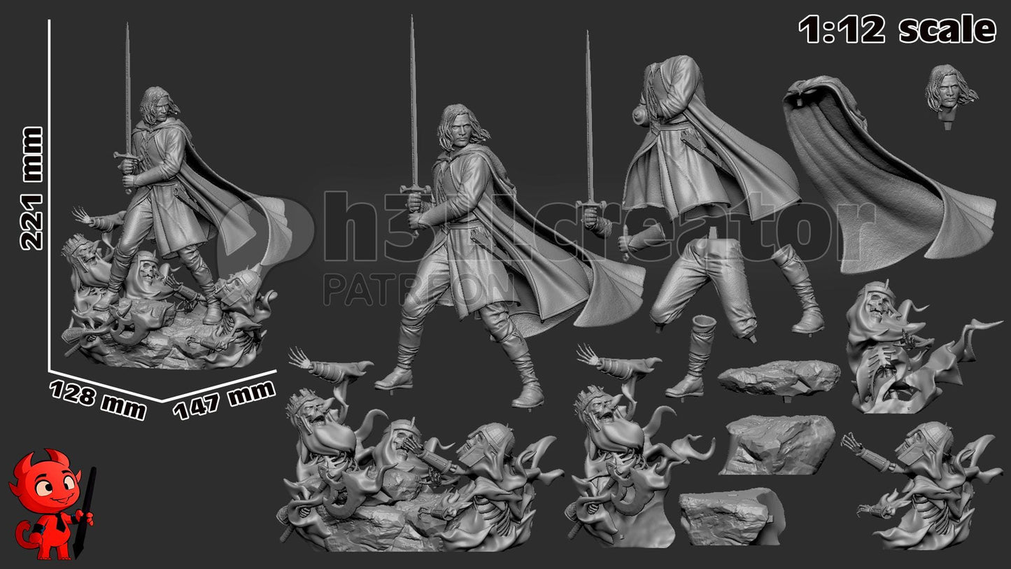 Aragorn Figure (Unpainted) | Lord Of The Rings | Resin 3d printed Model | DIY kit