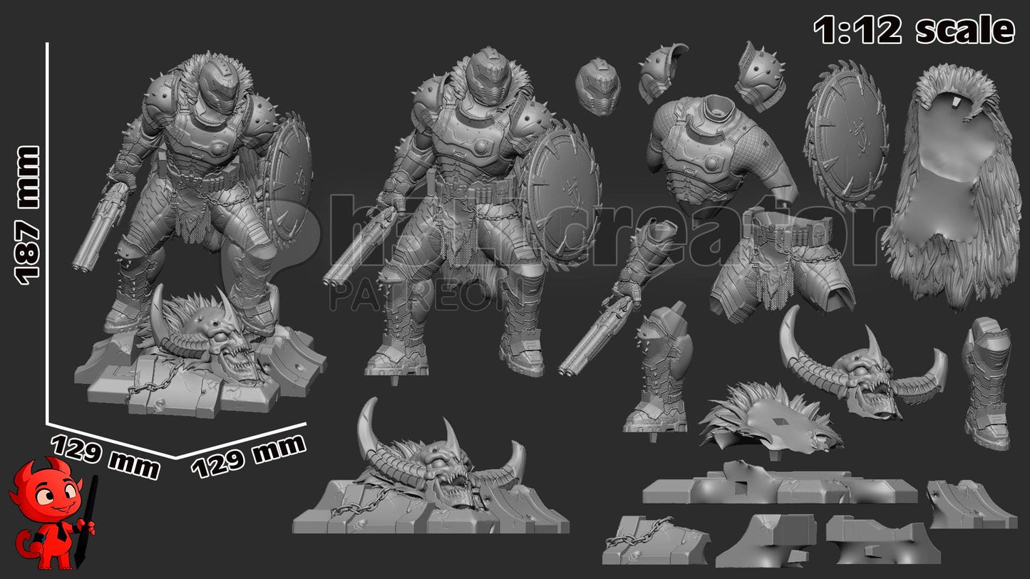 DOOM SLAYER Statue (Unpainted) | Doom The Dark Ages | Resin 3d printed statue