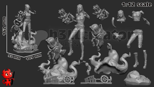 Jinx Figure (Unpainted)| Arcane | League of Legends | Resin 3d printed statue