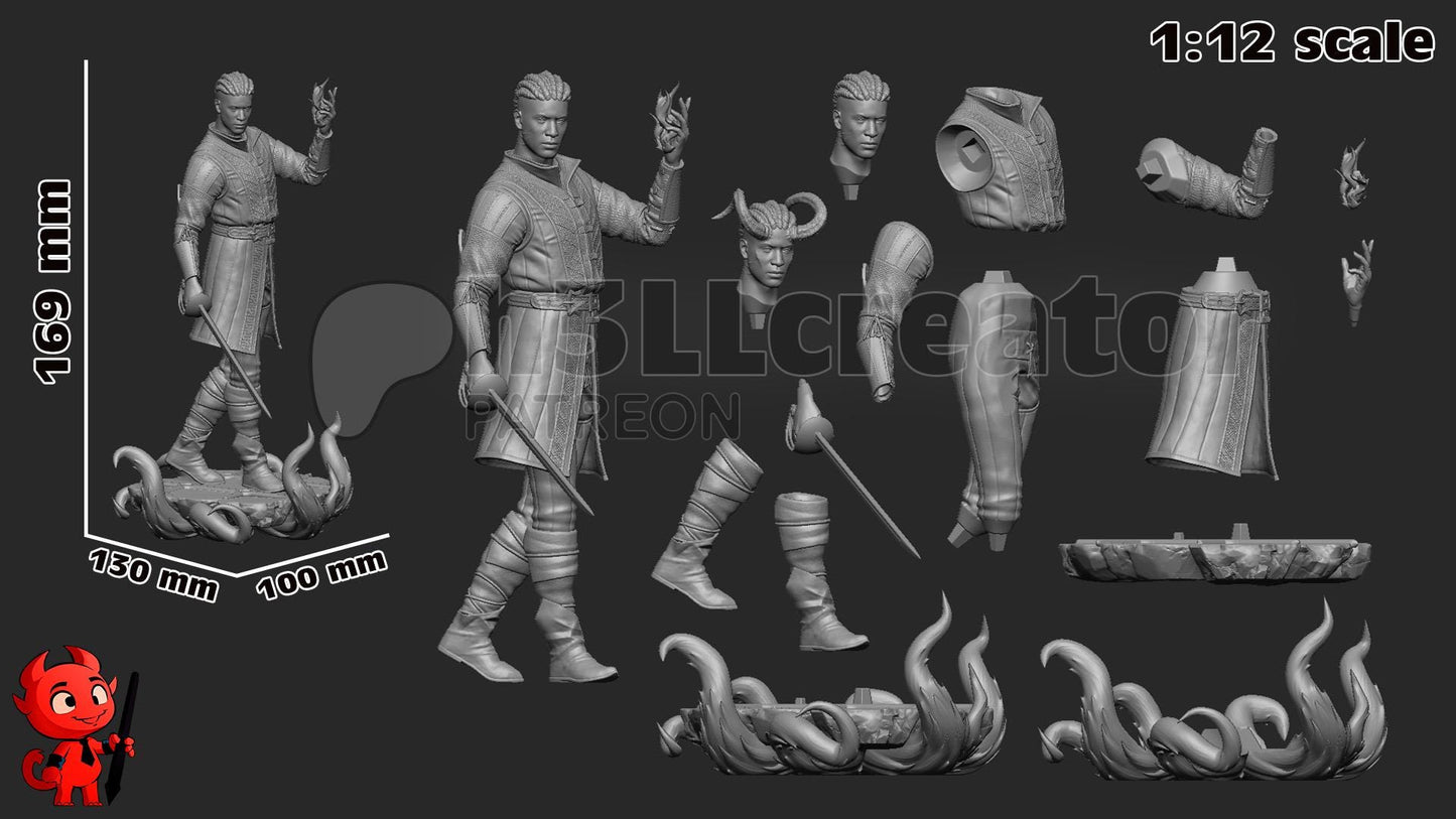 Wyll (Unpainted) | Baldur’s Gate 3 | 1:12 Scale | Resin 3d printed Model | DIY kit