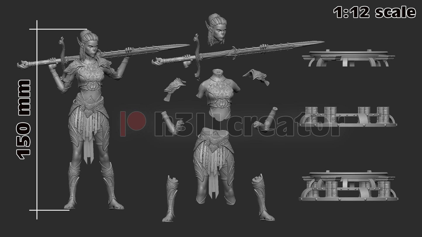 LaeZel (Unpainted)| Baldur’s Gate 3 | 1:12 Scale | Resin 3d printed Model | Sculpture to paint