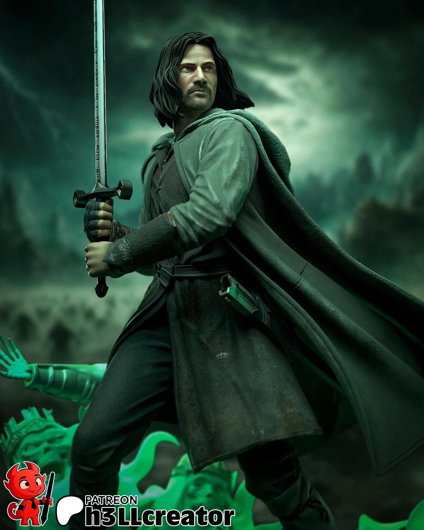 Aragorn Figure (Unpainted) | Lord Of The Rings | Resin 3d printed Model | DIY kit