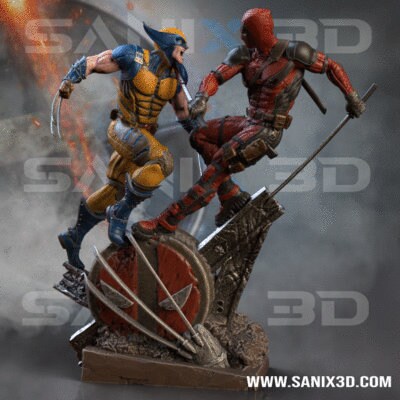 Deadpool and Wolverine | Resin 3d printed Model | unpainted DIY kit