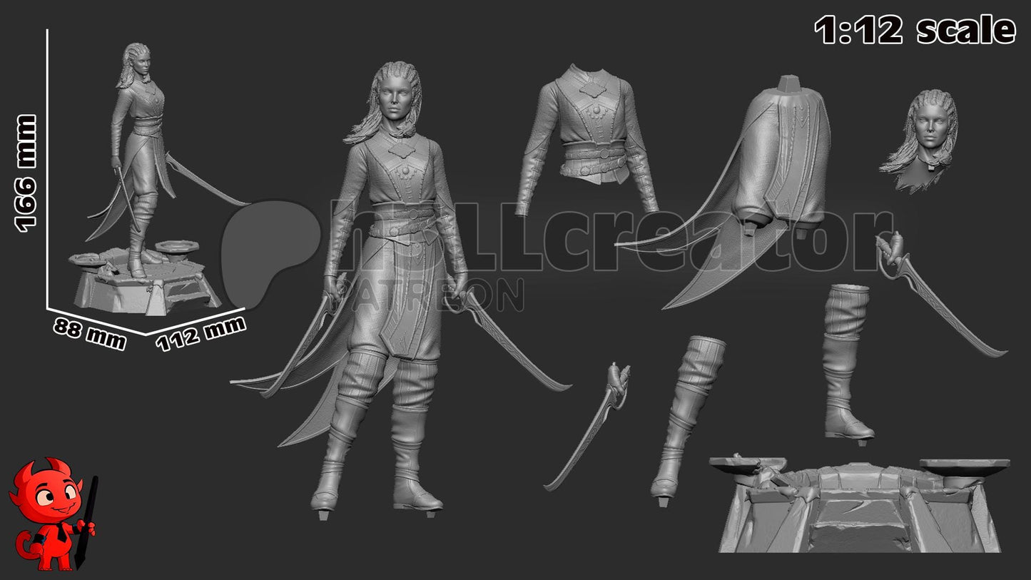 Jaheira | Baldur’s Gate 3 (Unpainted) | 1:12 Scale | Resin 3d printed Model