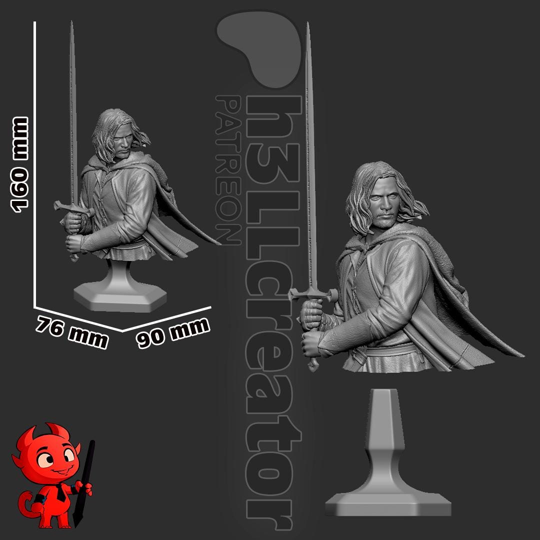 Aragorn Figure (Unpainted) | Lord Of The Rings | Resin 3d printed Model | DIY kit