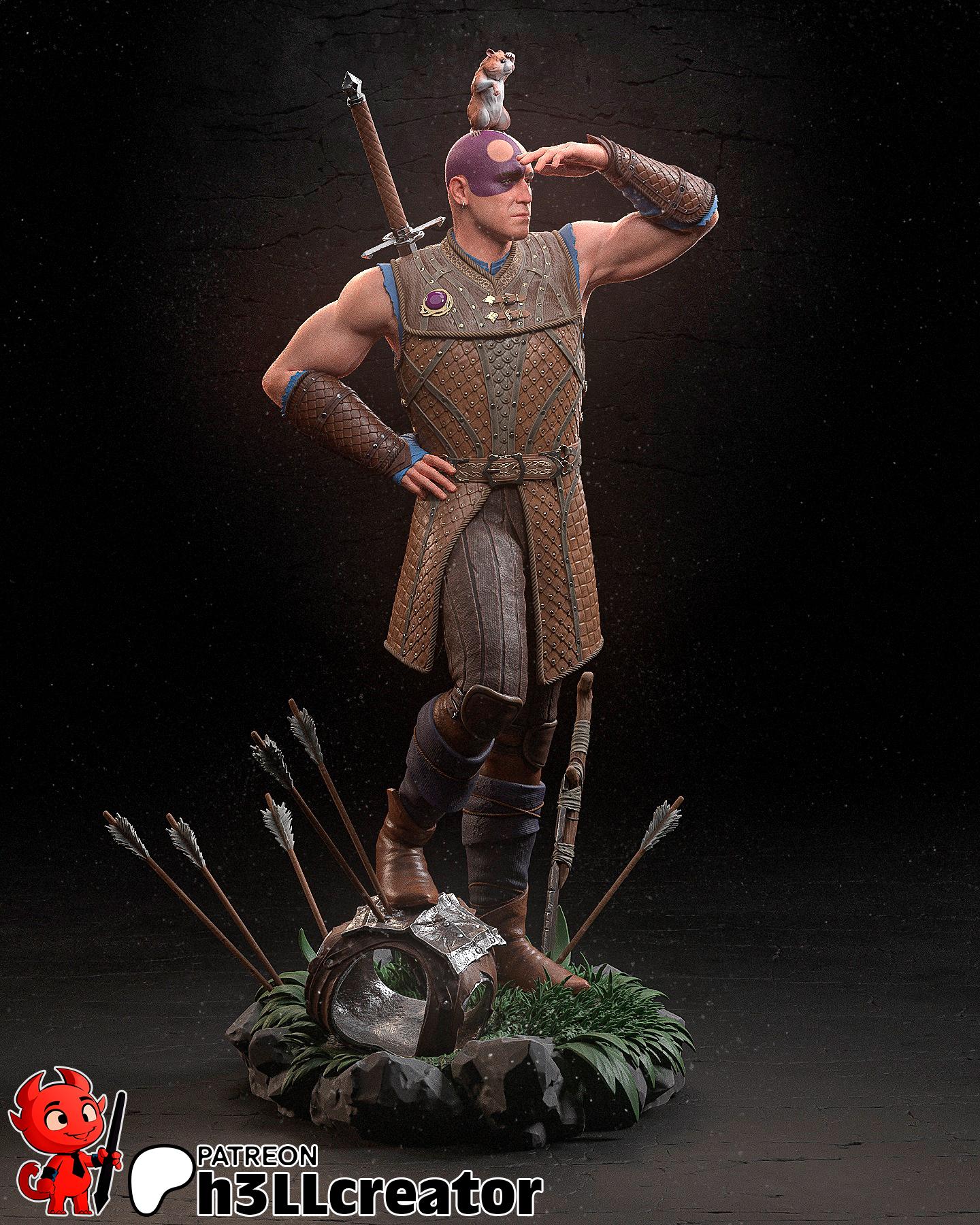 Minsc | Baldur’s Gate 3 | 1:12 Scale | Resin 3d printed Model | Sculpture to paint