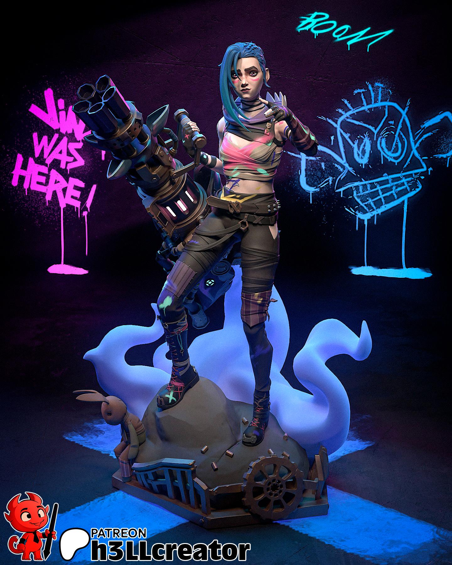 Jinx Figure (Unpainted)| Arcane | League of Legends | Resin 3d printed statue