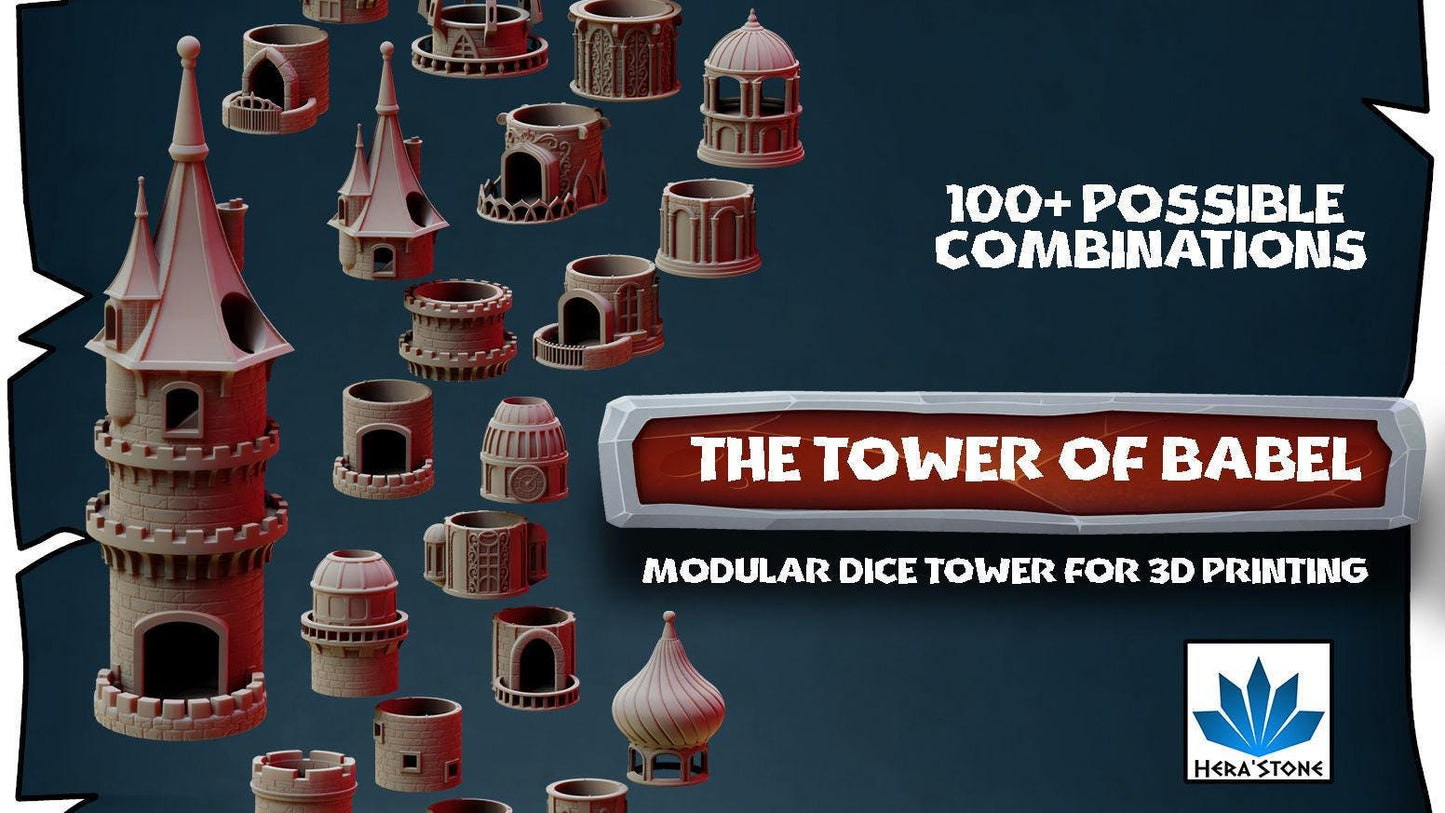 Modular Custom 3D Printed Dice Tower – 17 Themed Sets, Stackable & Interchangeable (Unpainted)