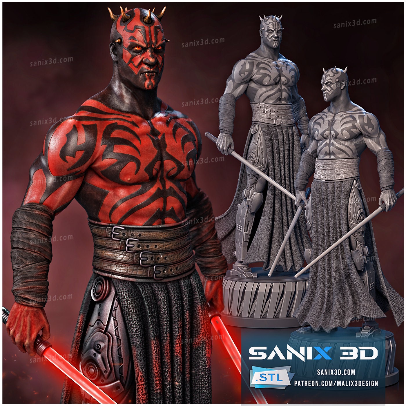 Darth Maul Figure (Unpainted) | Star Wars | Resin 3d printed Model | DIY kit