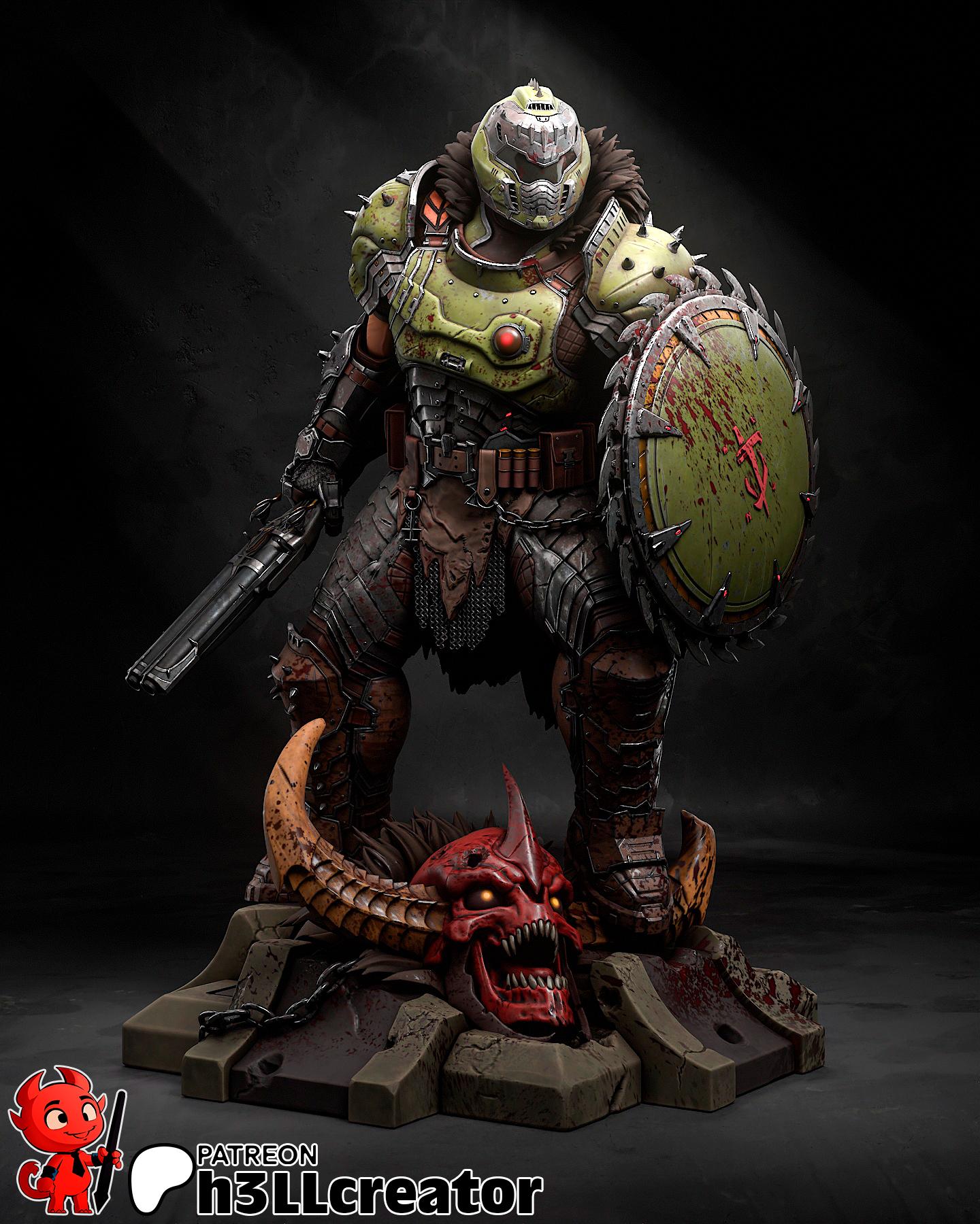 DOOM SLAYER Statue (Unpainted) | Doom The Dark Ages | Resin 3d printed statue