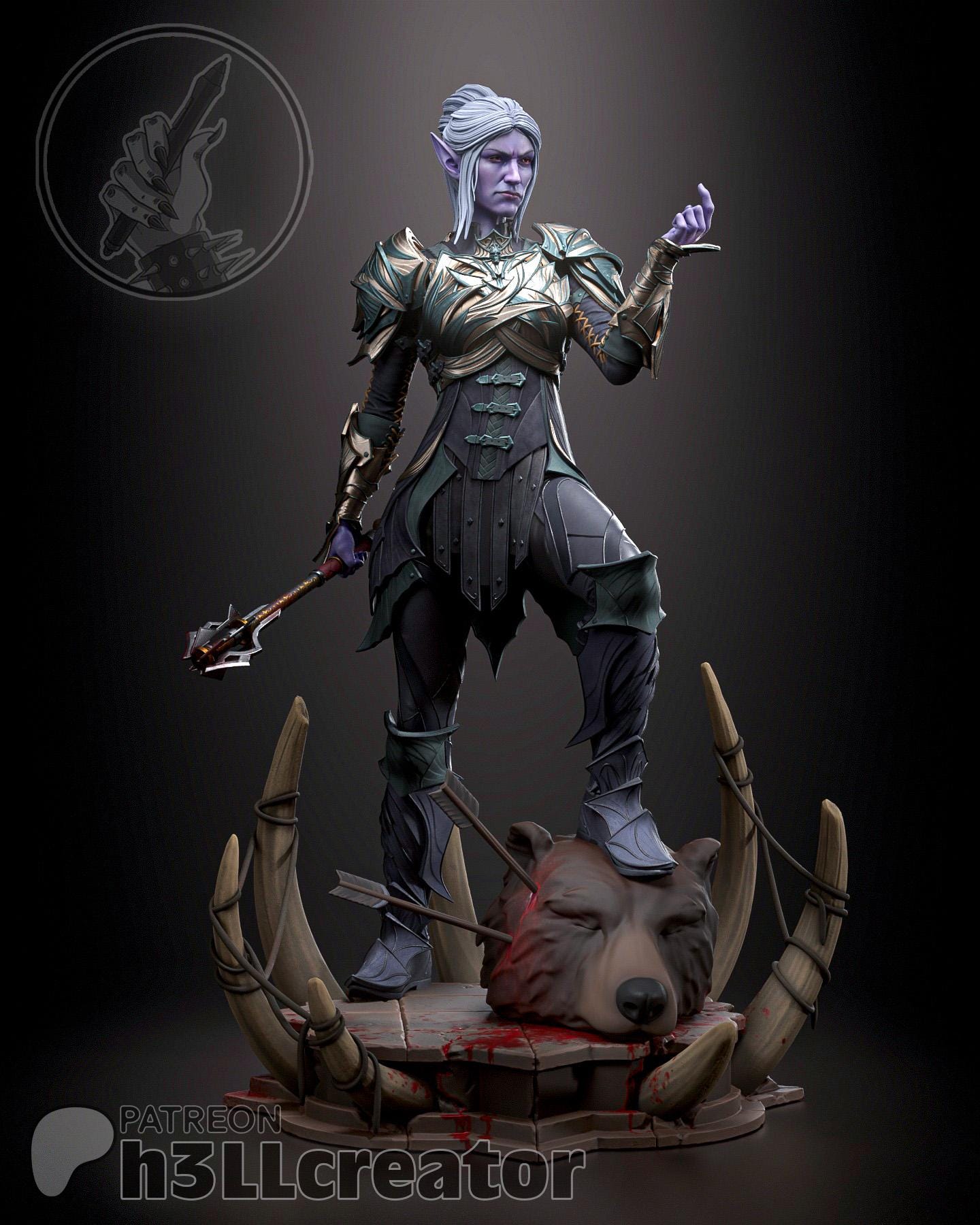 Minthara (Unpainted) | Baldur’s Gate 3 | 1:12 Scale | Resin 3d printed Model | DIY kit