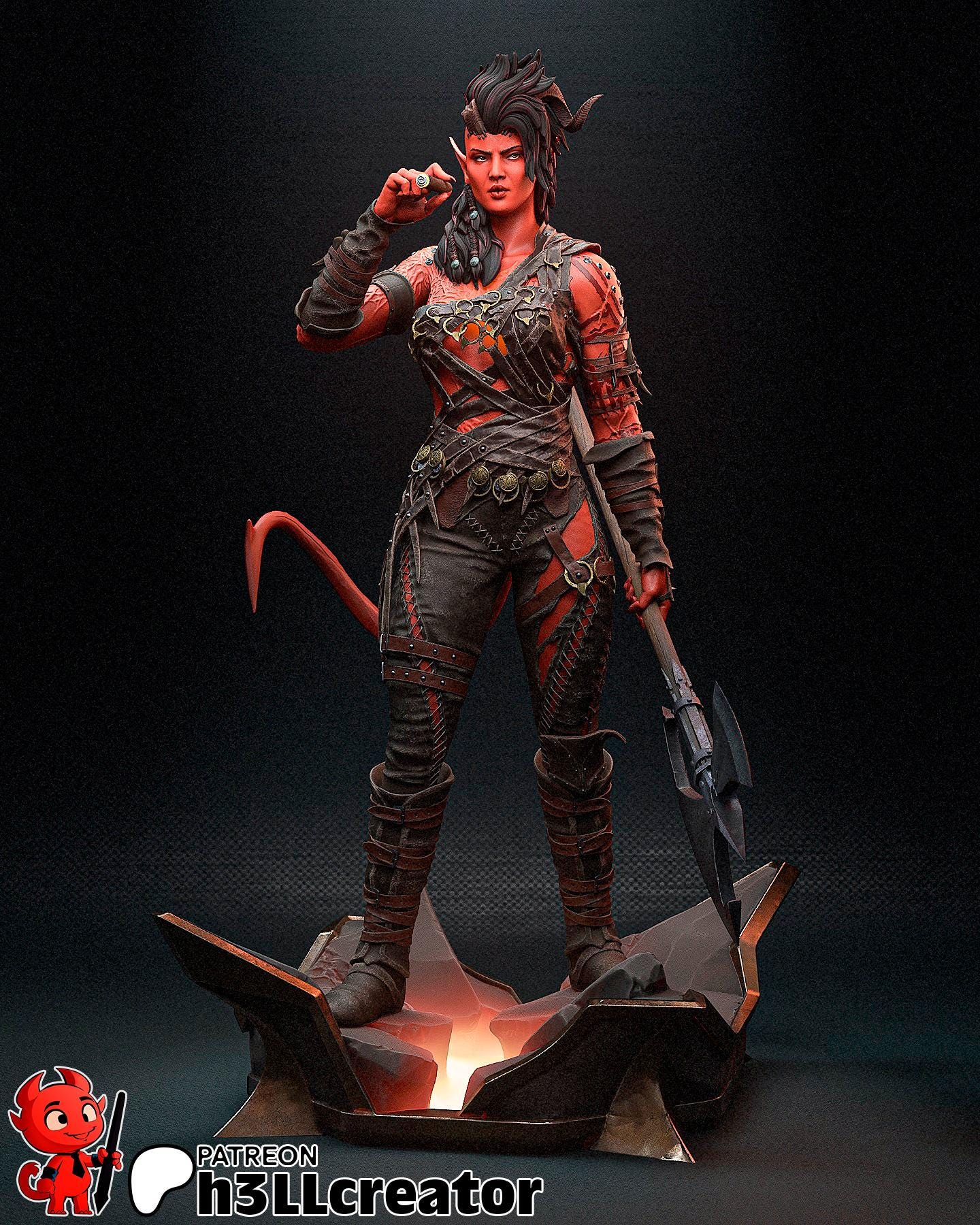 Karlach (Unpainted) | Baldur’s Gate 3 | 1:12 Scale | Resin 3d printed Model | DIY kit