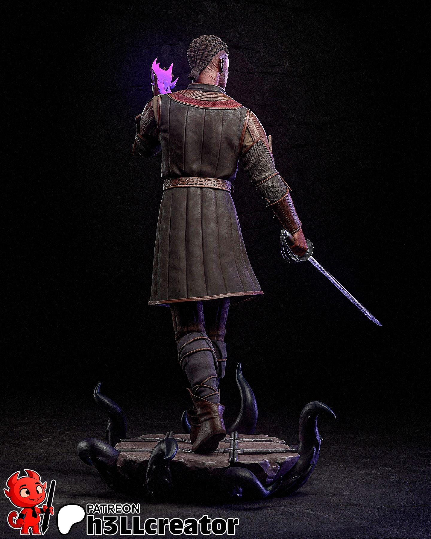 Wyll (Unpainted) | Baldur’s Gate 3 | 1:12 Scale | Resin 3d printed Model | DIY kit