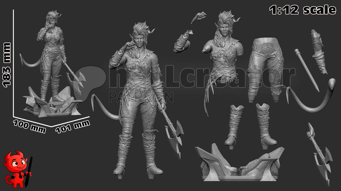 Karlach (Unpainted) | Baldur’s Gate 3 | 1:12 Scale | Resin 3d printed Model | DIY kit