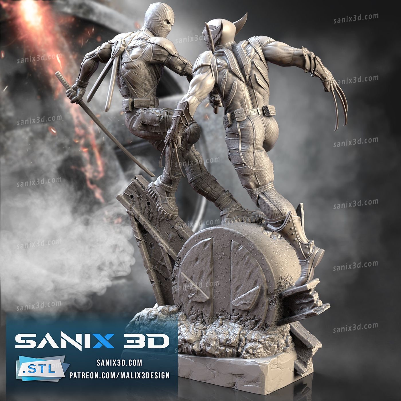 Deadpool and Wolverine | Resin 3d printed Model | unpainted DIY kit