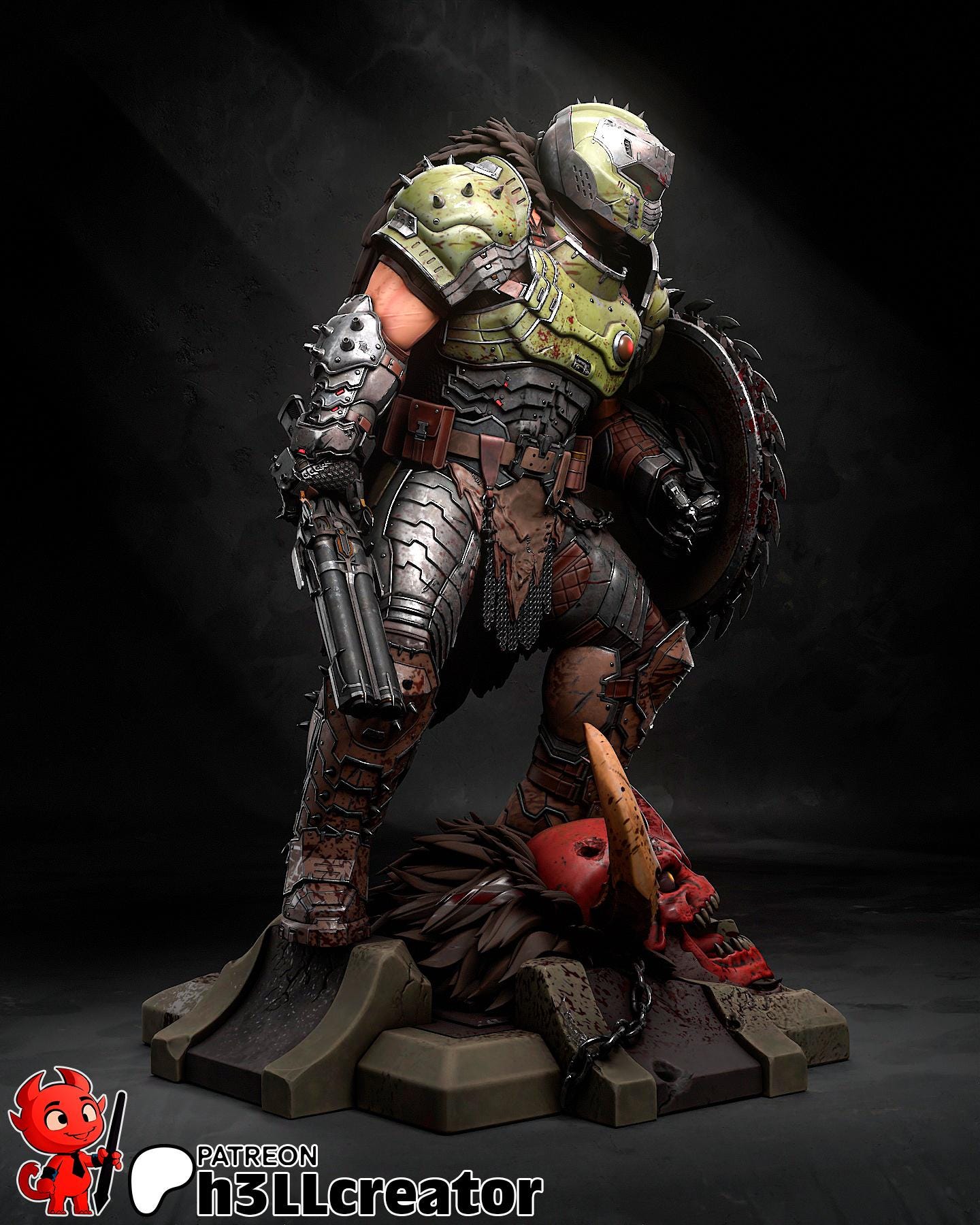 DOOM SLAYER Statue (Unpainted) | Doom The Dark Ages | Resin 3d printed statue