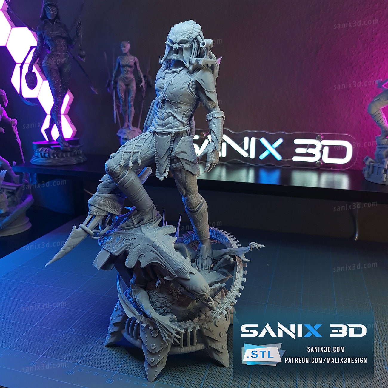 Alien vs. Predator Resin 3d printed Model |  (Unpainted) DIY kit