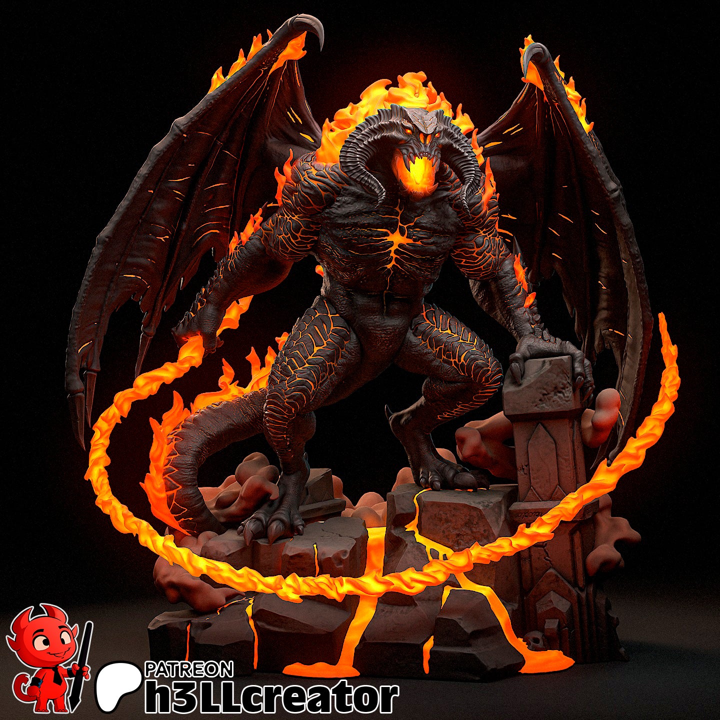 Balrog Figure (Unpainted) | Lord Of The Rings | Resin 3d printed Model | DIY kit