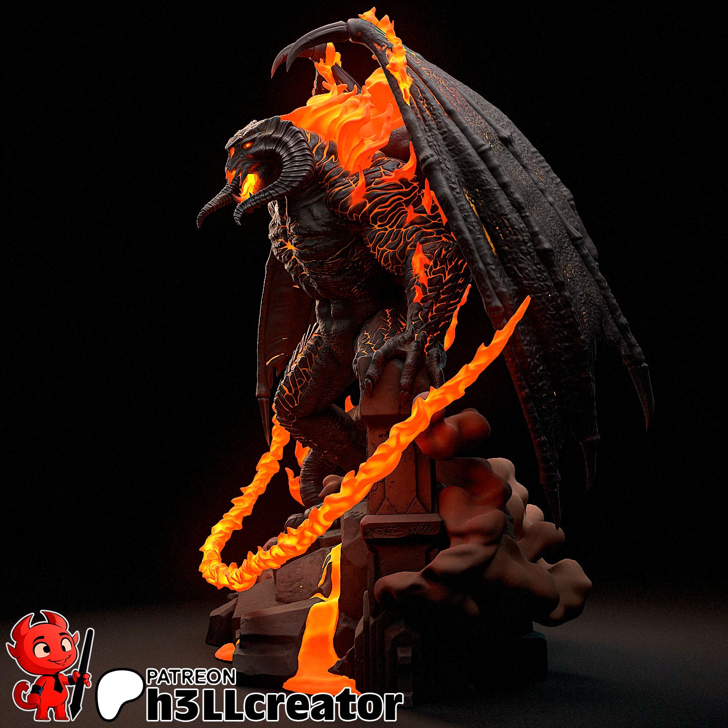Balrog Figure (Unpainted) | Lord Of The Rings | Resin 3d printed Model | DIY kit