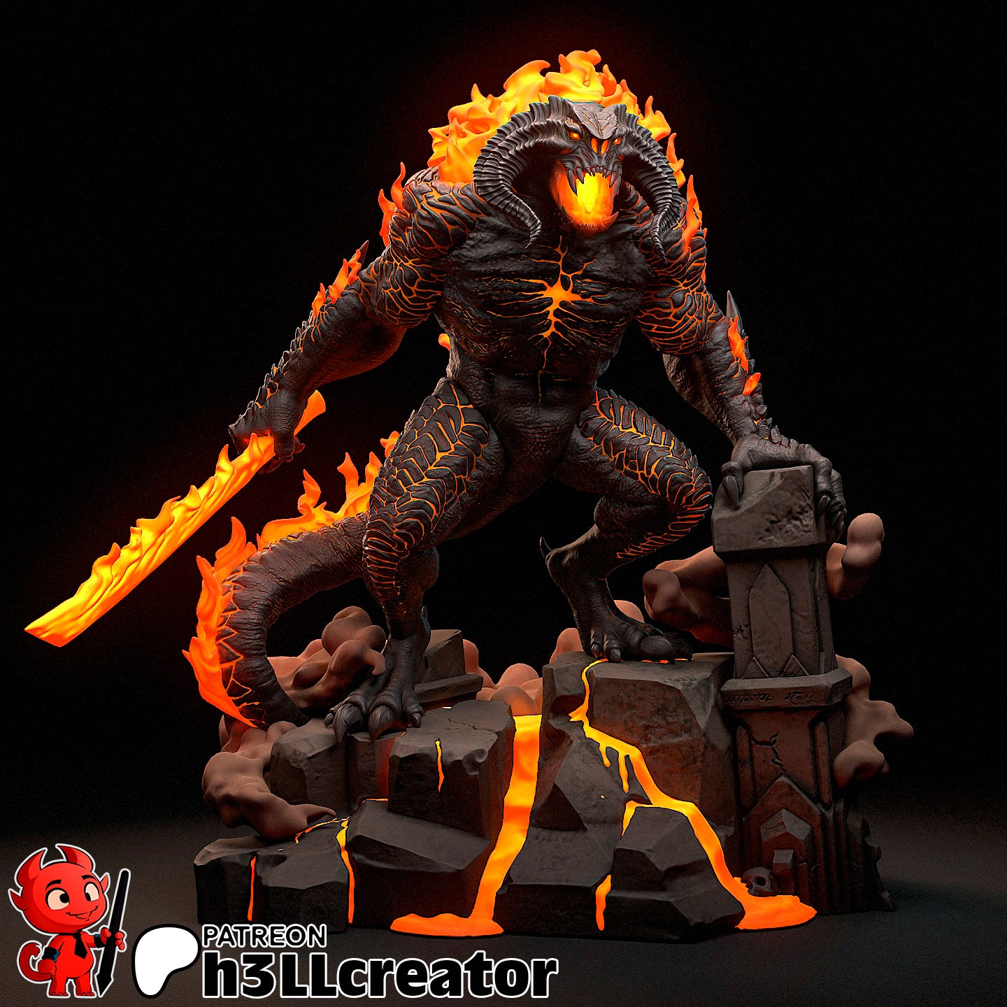 Balrog Figure (Unpainted) | Lord Of The Rings | Resin 3d printed Model | DIY kit