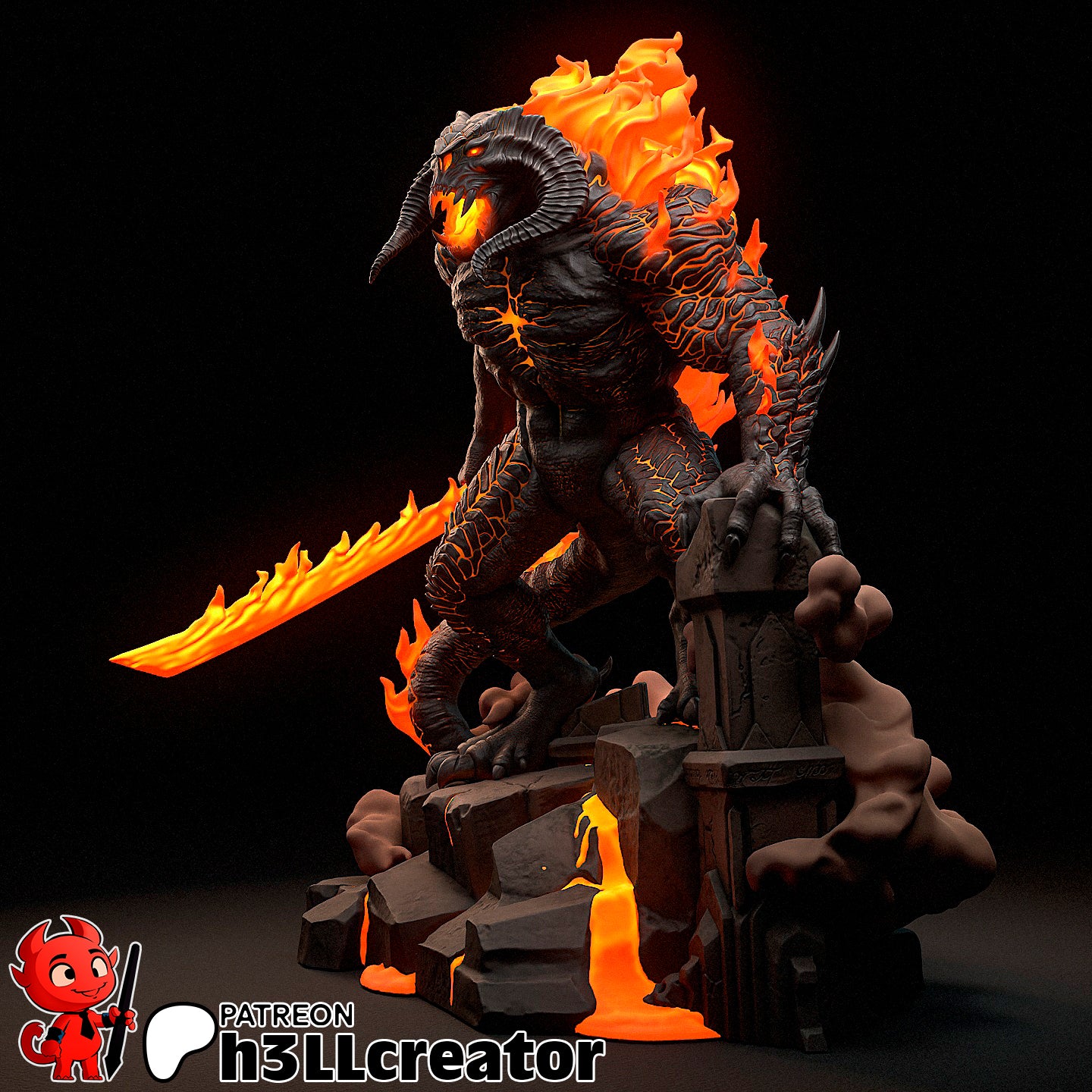 Balrog Figure (Unpainted) | Lord Of The Rings | Resin 3d printed Model | DIY kit