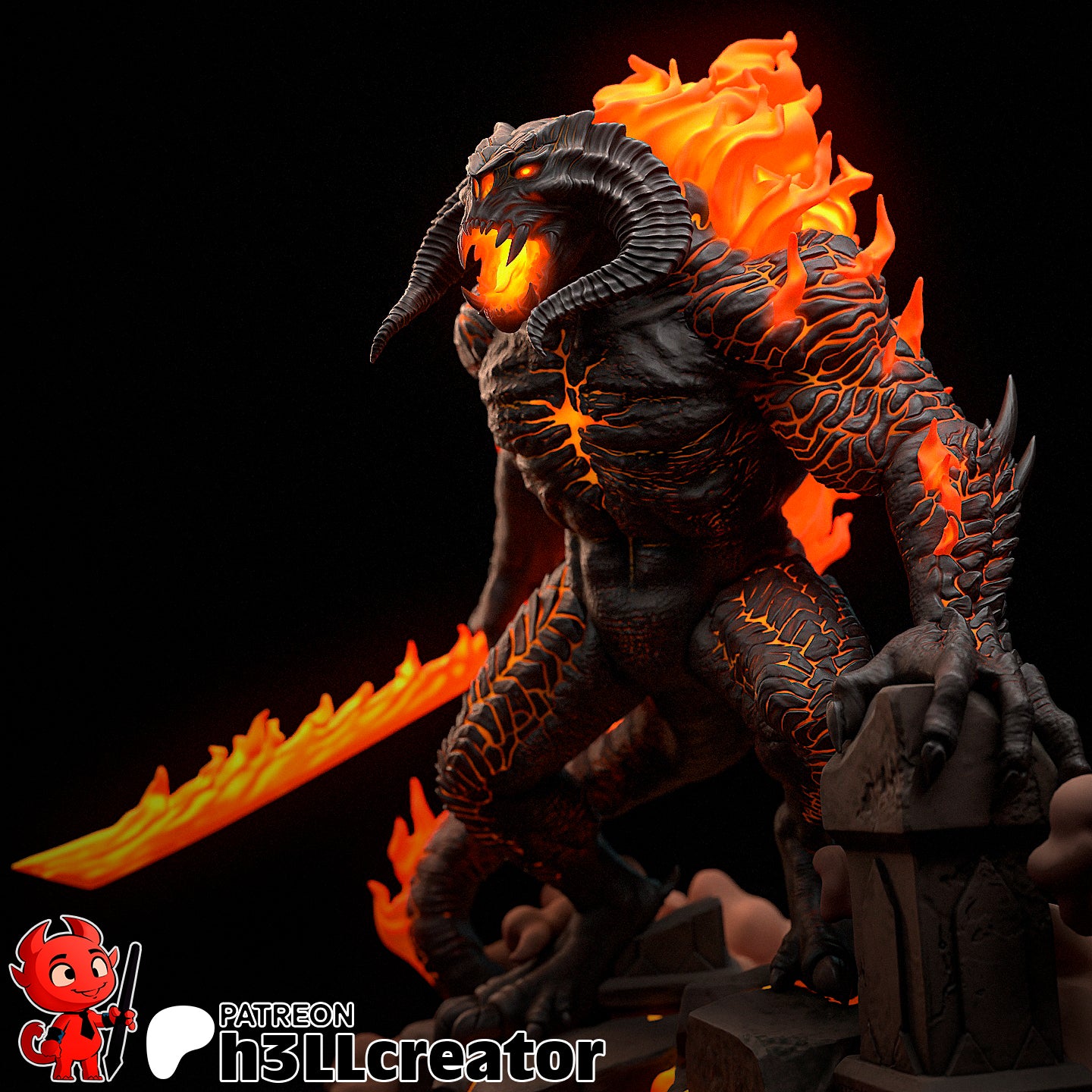 Balrog Figure (Unpainted) | Lord Of The Rings | Resin 3d printed Model | DIY kit