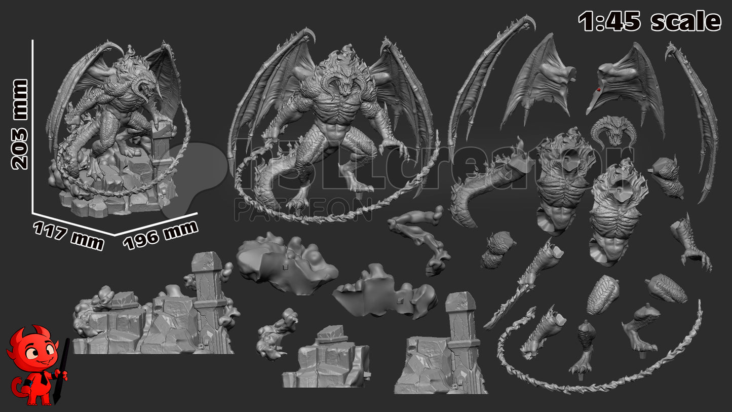 Balrog Figure (Unpainted) | Lord Of The Rings | Resin 3d printed Model | DIY kit