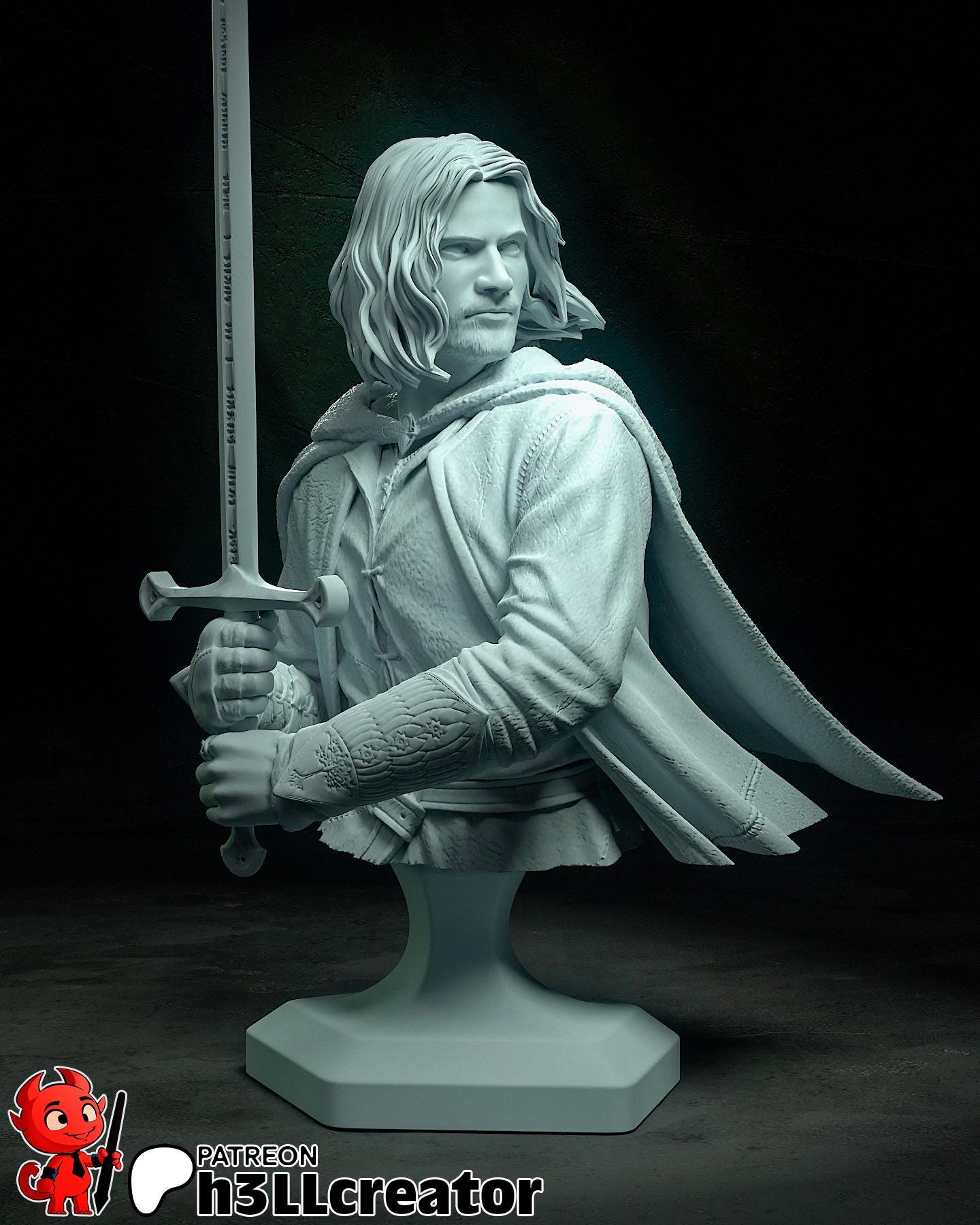 Aragorn Figure (Unpainted) | Lord Of The Rings | Resin 3d printed Model | DIY kit
